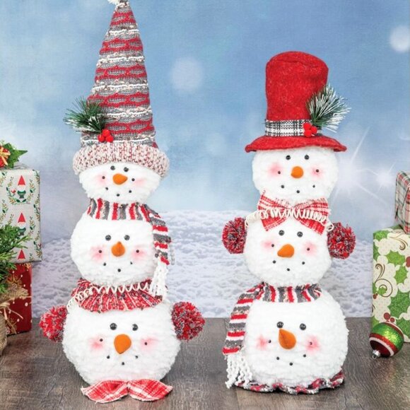 Jolly Crimson Snowman Stacker - Picture 1 of 4